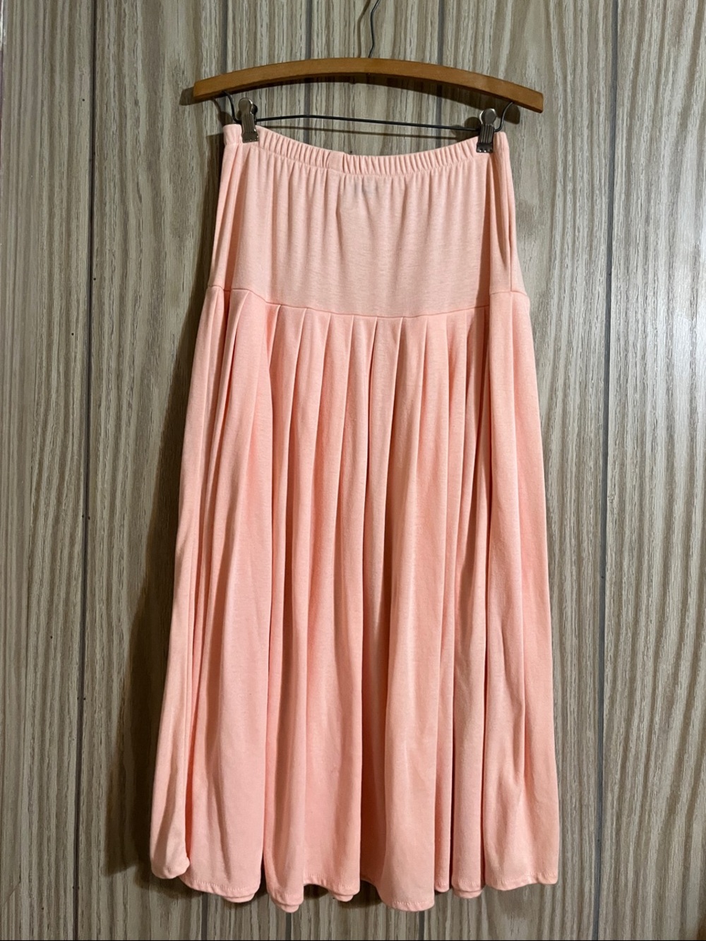 Vintage Café au Lait Peach Drop-Waist Pleated Midi Skirt - Size M / L